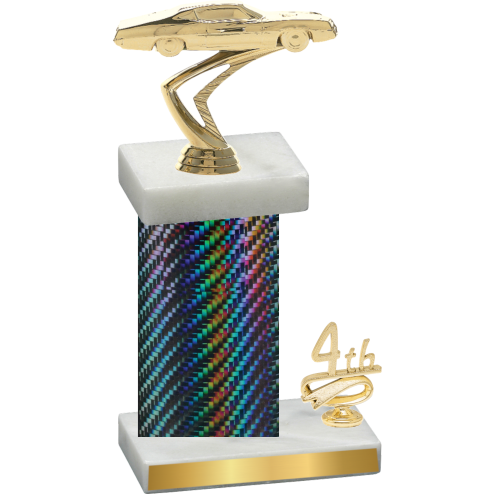 Accented Single Black Carbon Fiber Fourth Place Cars Trophy