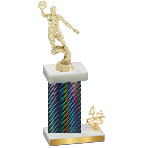 Accented Single Black Carbon Fiber Fourth Place Basketball Trophy