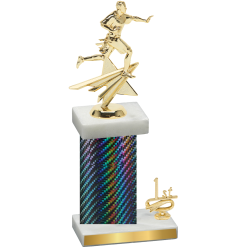 Accented Single Black Carbon Fiber First Place Flag Football Trophy