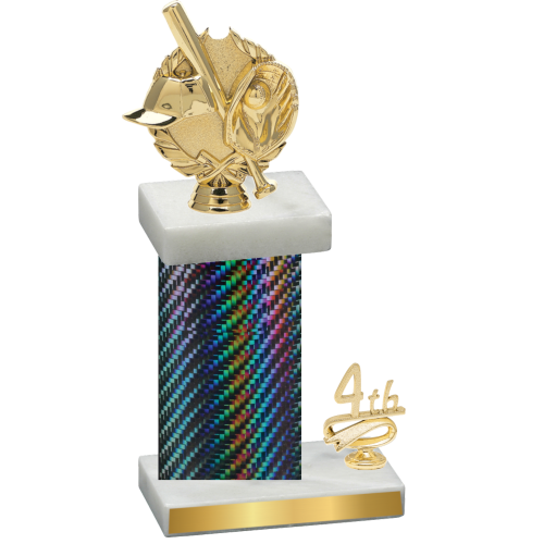 Accented Single Black Carbon Fiber Fourth Place Baseball Trophy