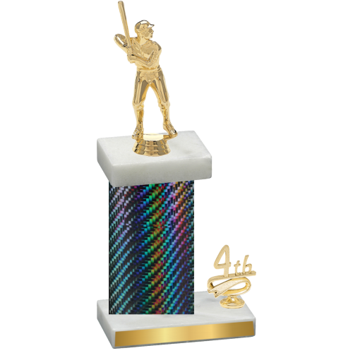 Accented Single Black Carbon Fiber Fourth Place Baseball Trophy