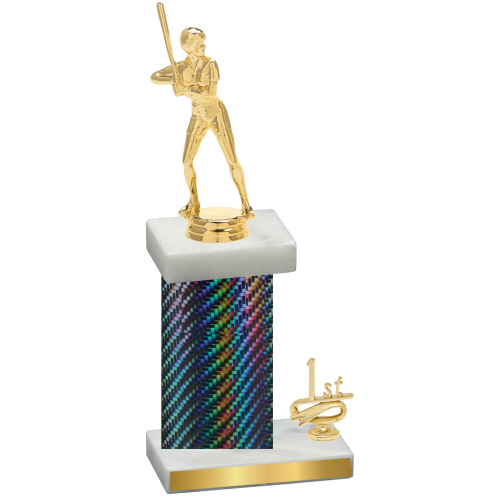Accented Single Black Carbon Fiber First Place Softball Trophy
