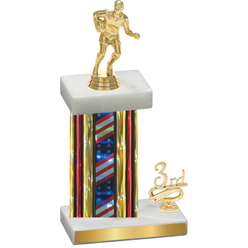 Accented Single Flag USA Third Place Rugby Trophy