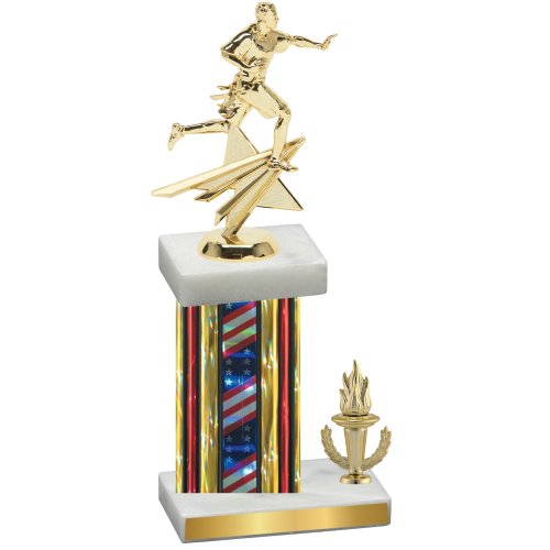 Accented Single Flag USA Victory Flag Football Trophy