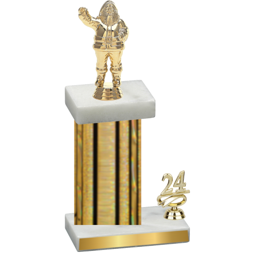 Accented Single Gold Glacier Year Holiday Trophy