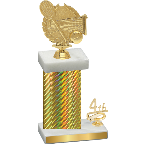 Accented Single Gold Carbon Fiber Fourth Place Tennis Trophy