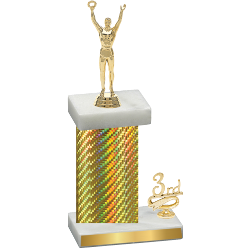 Accented Single Gold Carbon Fiber Third Place Victory Trophy