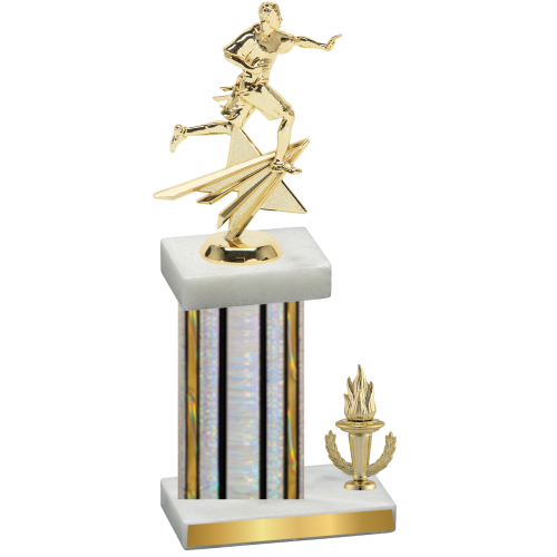 Accented Single Silver Glacier Victory Flag Football Trophy