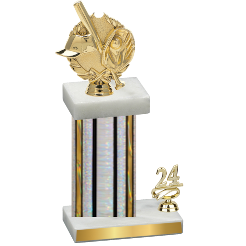 Accented Single Silver Glacier Year Baseball Trophy