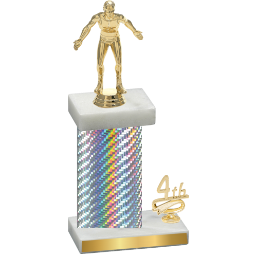 Accented Single Silver Carbon Fiber Fourth Place Wrestling Trophy