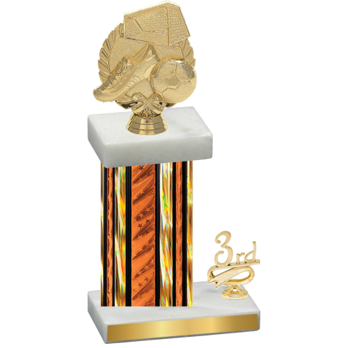 Accented Single Orange Glacier Third Place Soccer Trophy