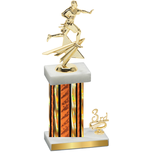 Accented Single Orange Glacier Third Place Flag Football Trophy