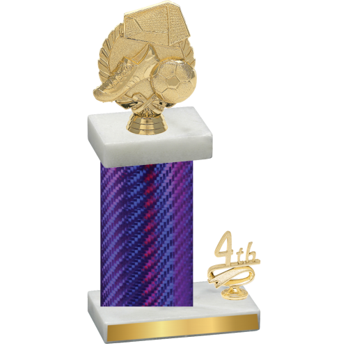 Accented Single Purple Carbon Fiber Fourth Place Soccer Trophy