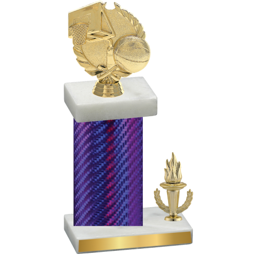 Accented Single Purple Carbon Fiber Victory Basketball Trophy