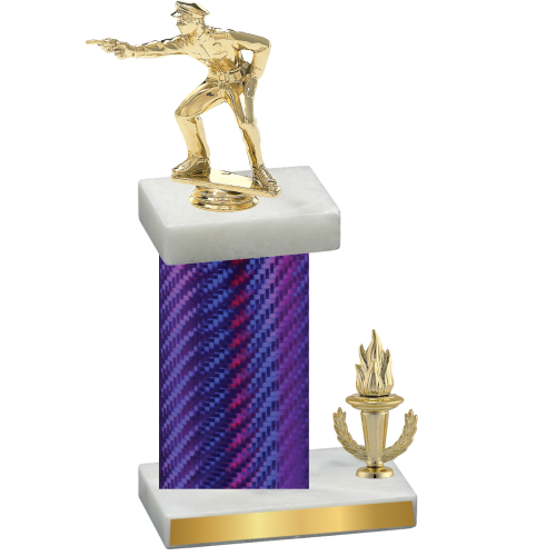 Accented Single Purple Carbon Fiber Victory Shooter Trophy