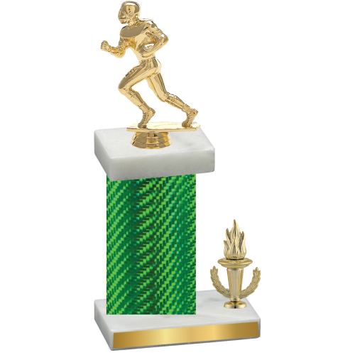 Accented Single Green Carbon Fiber Victory Football Trophy