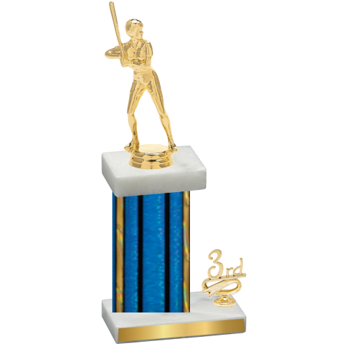 Accented Single Blue Glacier Third Place Softball Trophy