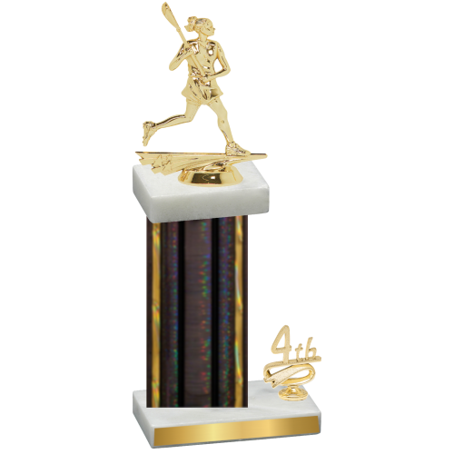 Accented Single Black Glacier Fourth Place Lacrosse Trophy
