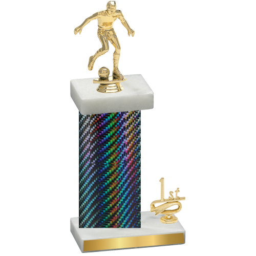 Accented Single Black Carbon Fiber First Place Soccer Trophy