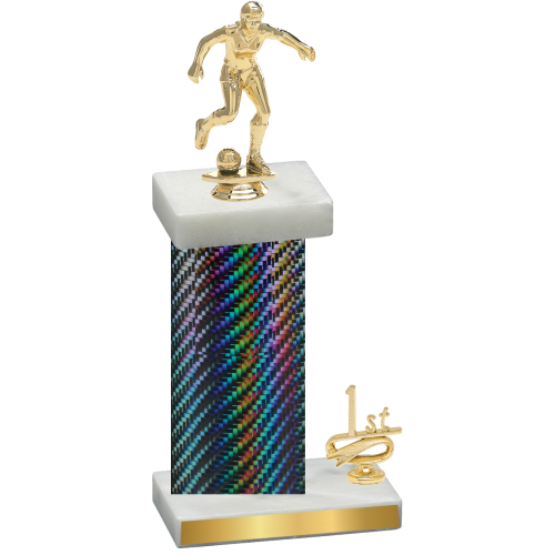 Accented Single Black Carbon Fiber First Place Soccer Trophy