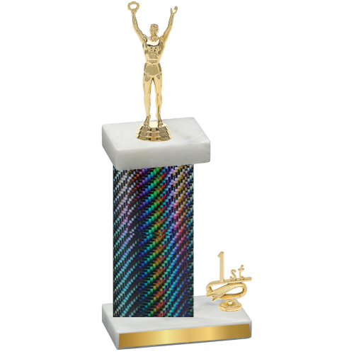 Accented Single Black Carbon Fiber First Place Victory Trophy