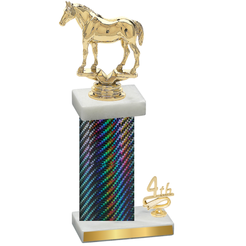Accented Single Black Carbon Fiber Fourth Place Horses Trophy