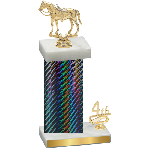 Accented Single Black Carbon Fiber Fourth Place Horses Trophy