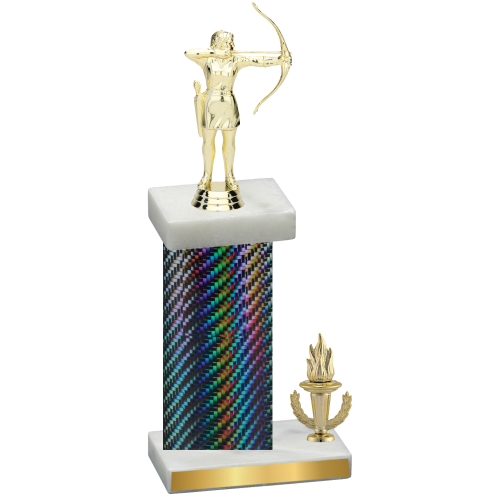 Accented Single Black Carbon Fiber Victory Archery Trophy