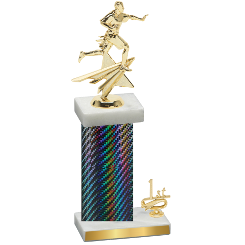 Accented Single Black Carbon Fiber First Place Flag Football Trophy