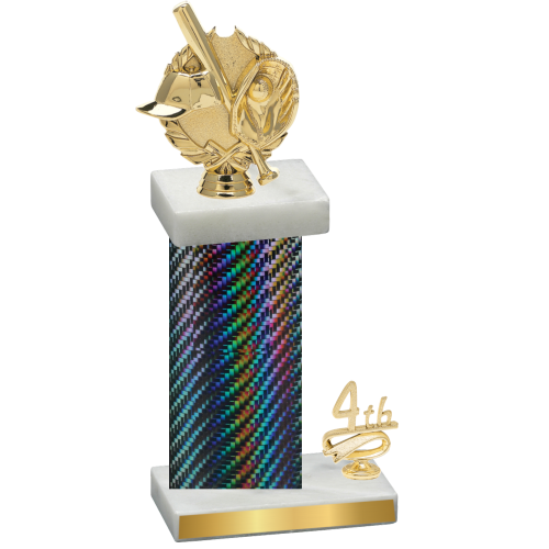 Accented Single Black Carbon Fiber Fourth Place Baseball Trophy