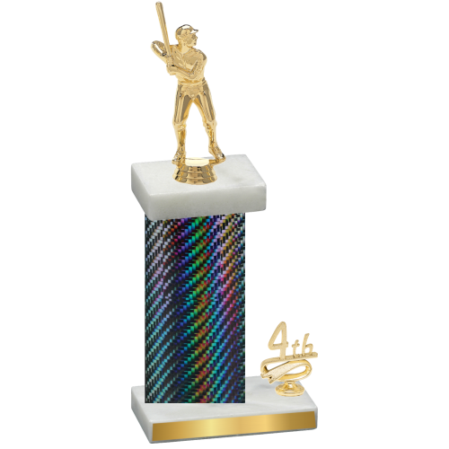 Accented Single Black Carbon Fiber Fourth Place Baseball Trophy