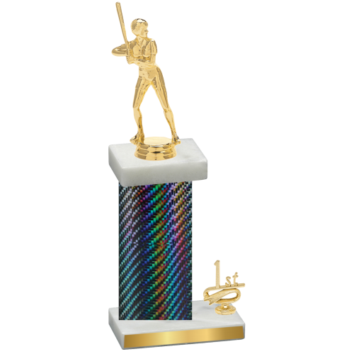 Accented Single Black Carbon Fiber First Place Softball Trophy