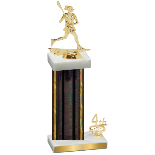Accented Single Black Glacier Fourth Place Lacrosse Trophy