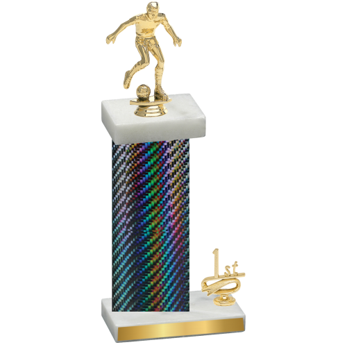 Accented Single Black Carbon Fiber First Place Soccer Trophy