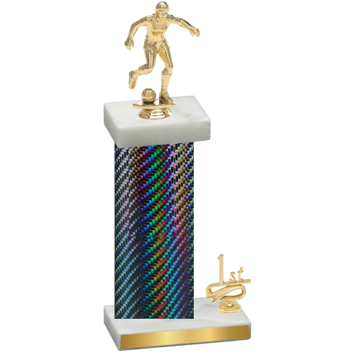 Accented Single Black Carbon Fiber First Place Soccer Trophy