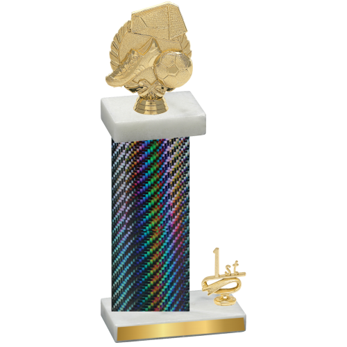 Accented Single Black Carbon Fiber First Place Soccer Trophy
