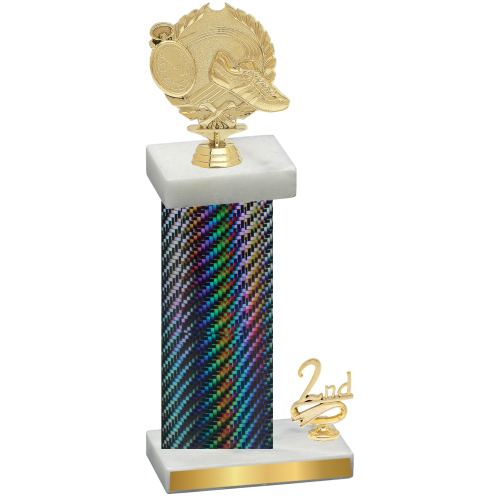 Accented Single Black Carbon Fiber Second Place Running Trophy