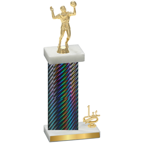 Accented Single Black Carbon Fiber First Place Volleyball Trophy