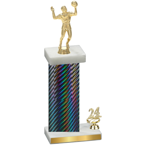 Accented Single Black Carbon Fiber Year Volleyball Trophy