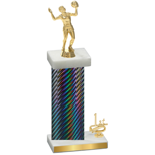 Accented Single Black Carbon Fiber First Place Volleyball Trophy