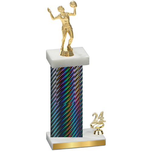 Accented Single Black Carbon Fiber Year Volleyball Trophy