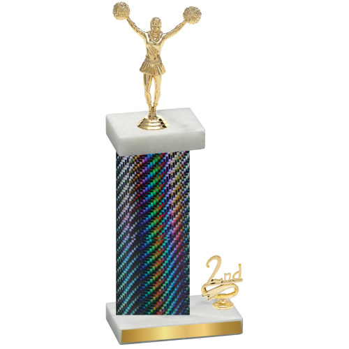 Accented Single Black Carbon Fiber Second Place Cheerleading Trophy