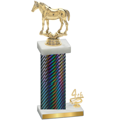 Accented Single Black Carbon Fiber Fourth Place Horses Trophy