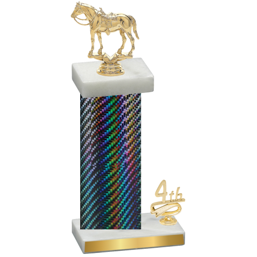 Accented Single Black Carbon Fiber Fourth Place Horses Trophy