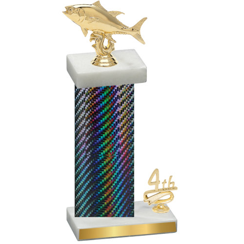 Accented Single Black Carbon Fiber Fourth Place Fishing Trophy