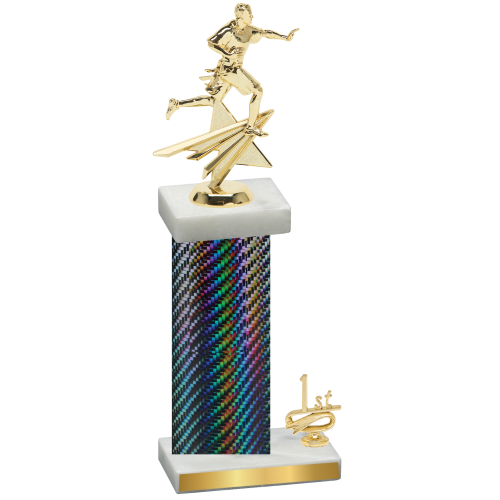 Accented Single Black Carbon Fiber First Place Flag Football Trophy