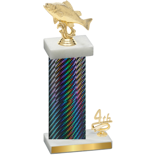 Accented Single Black Carbon Fiber Fourth Place Fishing Trophy