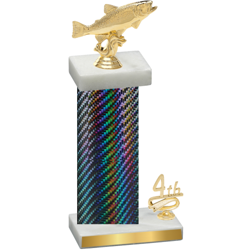 Accented Single Black Carbon Fiber Fourth Place Fishing Trophy