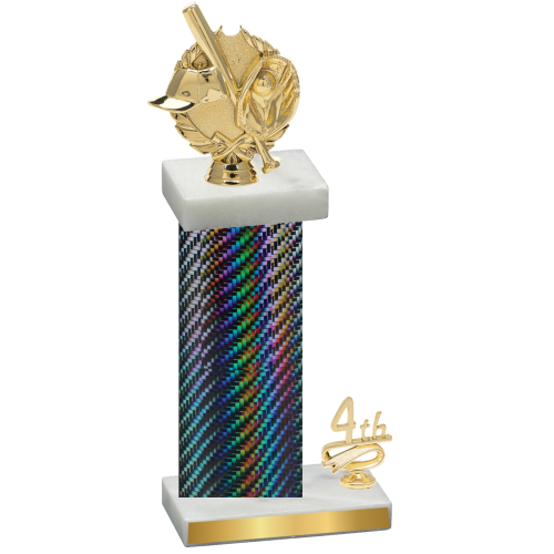 Accented Single Black Carbon Fiber Fourth Place Baseball Trophy