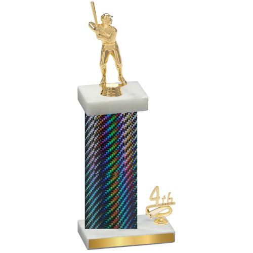Accented Single Black Carbon Fiber Fourth Place Baseball Trophy